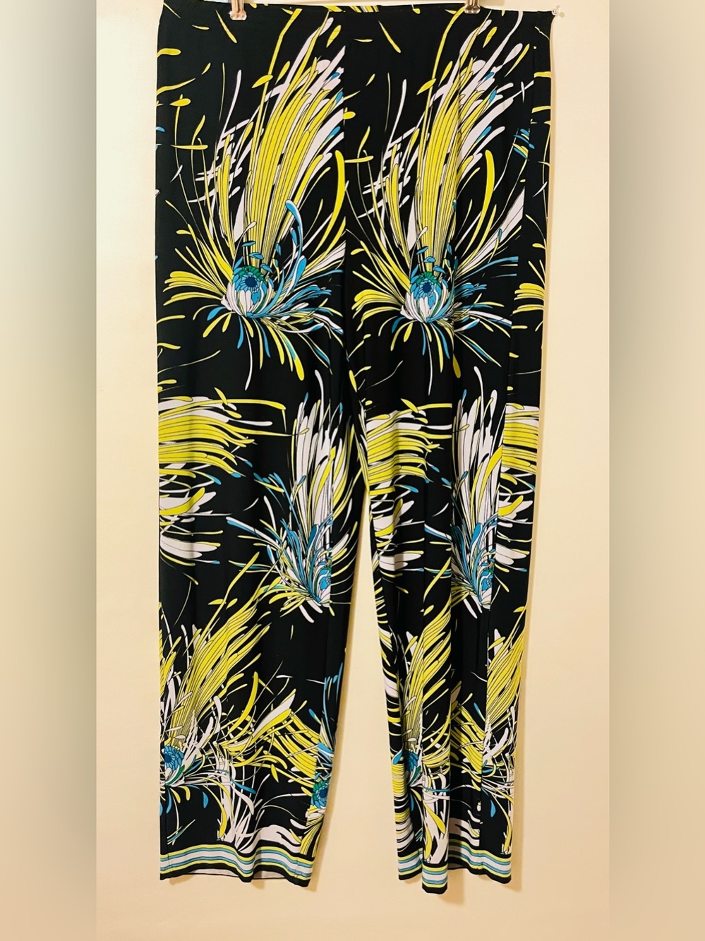 Premise Women’s XL Multicolor Blue & Black Wide-Leg Palazzo Stretch Pants